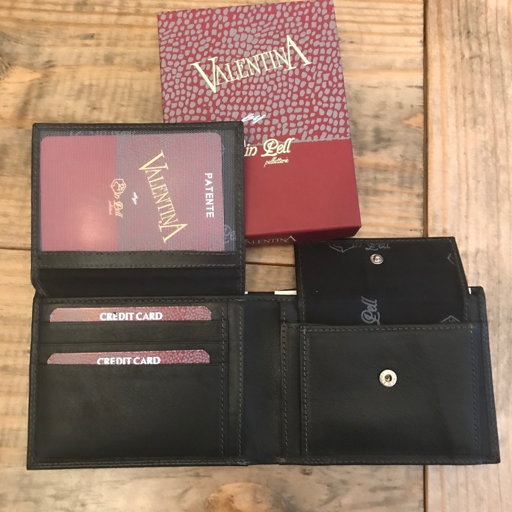 Valentina by In Pell Black Leather Wallet